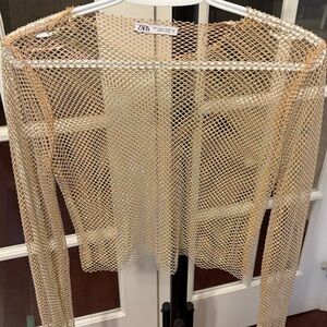 Zara Rhinestone Beige Top